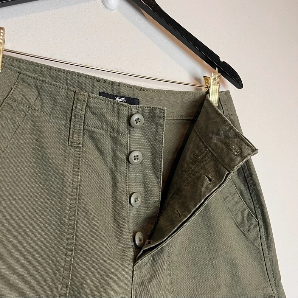 Vans Women’s Arroyo Wide Leg Cargo Pants Olive Green 100% Cotton Canvas Size 26 - Picture 4 of 9